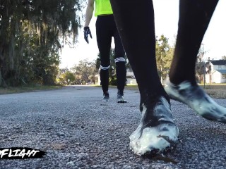 Sweet Sneaker Feet – Gunge and Sock Play on the Road